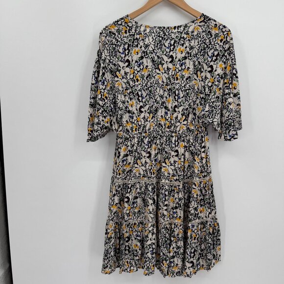 ANGIE Womens Floral Boho Tiered Dress Size M Flutter Sleeve Vintage 90s Flowy - Picture 7 of 8